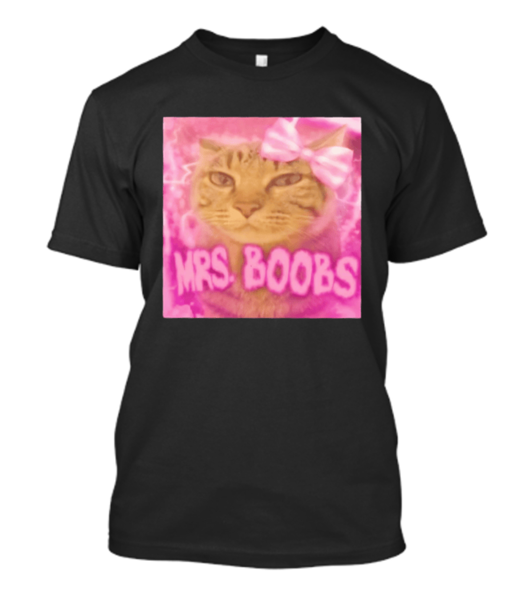 Mrs Boobs Cat Pink Aesthetic With Bow T-Shirt