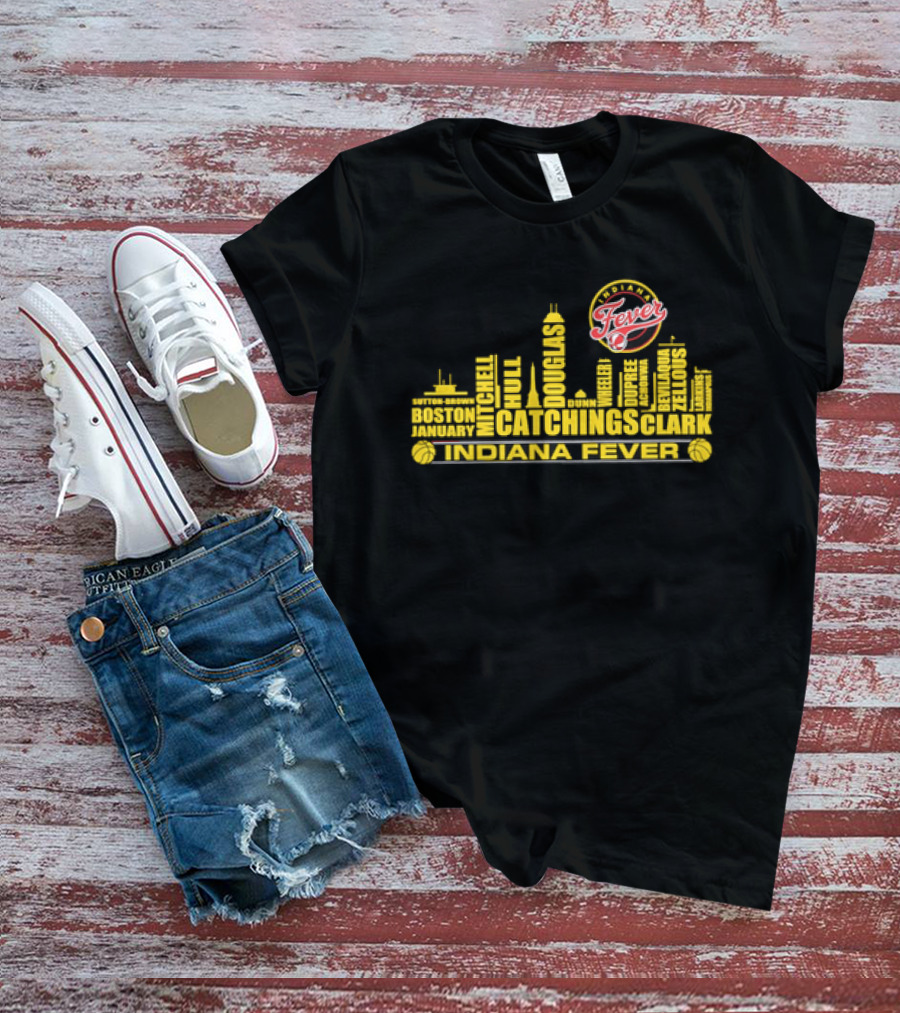 Indiana Fever Tamika Catchings Skyline WNBA Roster T-Shirt