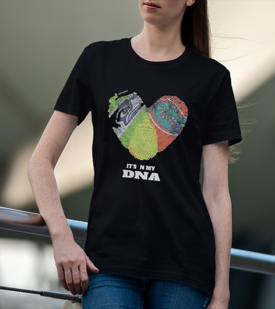 It's In My DNA Ireland And India Fingerprint Heart T-Shirt