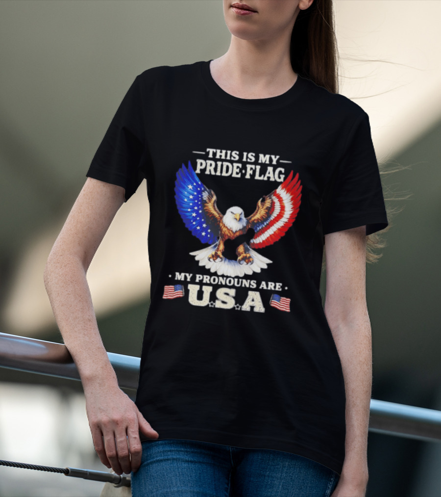 This Is My Pride Flag American Eagle My Pronouns Are USA T-Shirt