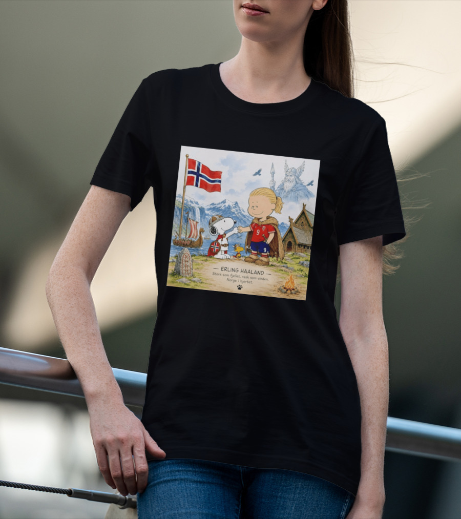 Norway Erling Haaland Snoopy Viking Norsk Sterk Som Fjellet Rask Som Vinden Norge I Hjertet T-Shirt