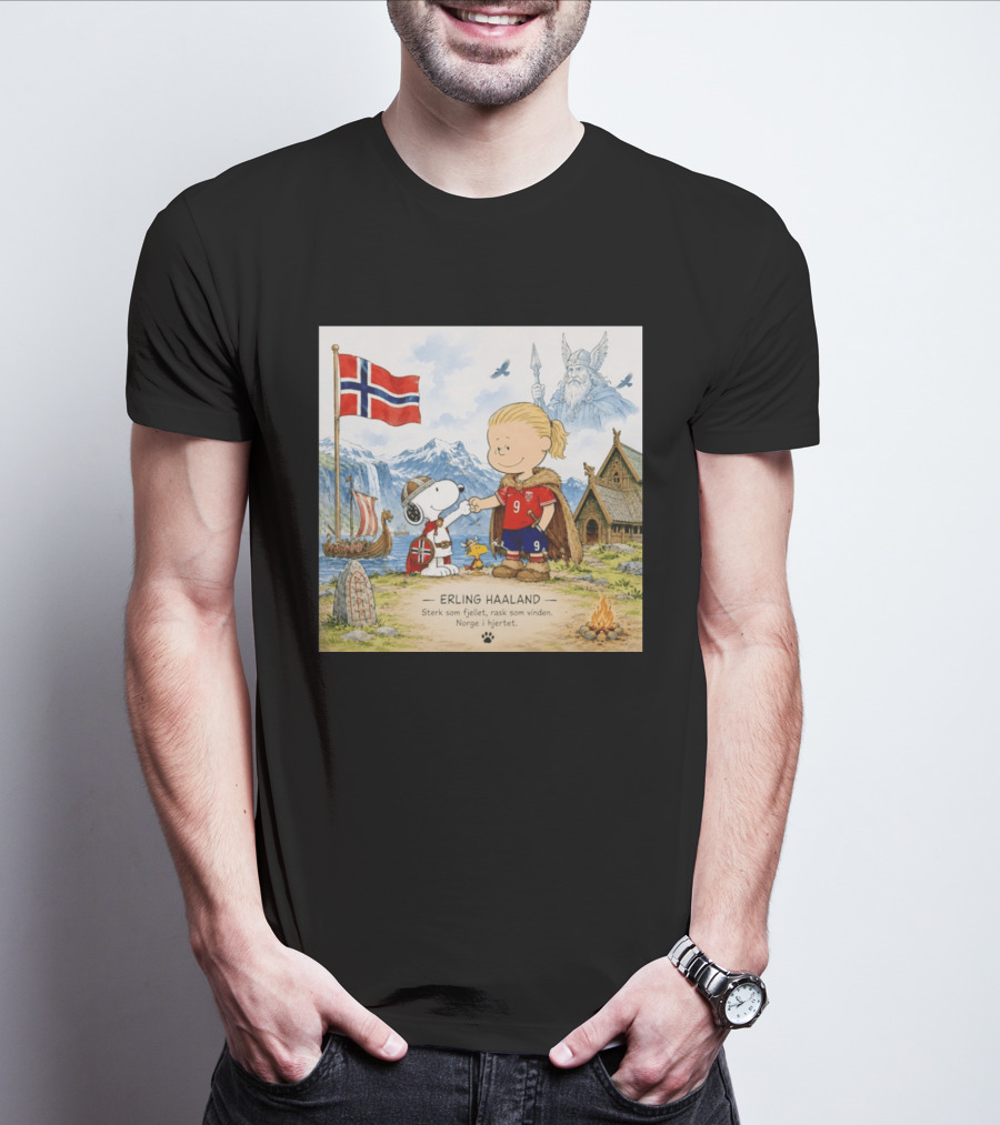 Norway Erling Haaland Snoopy Viking Norsk Sterk Som Fjellet Rask Som Vinden Norge I Hjertet T-Shirt