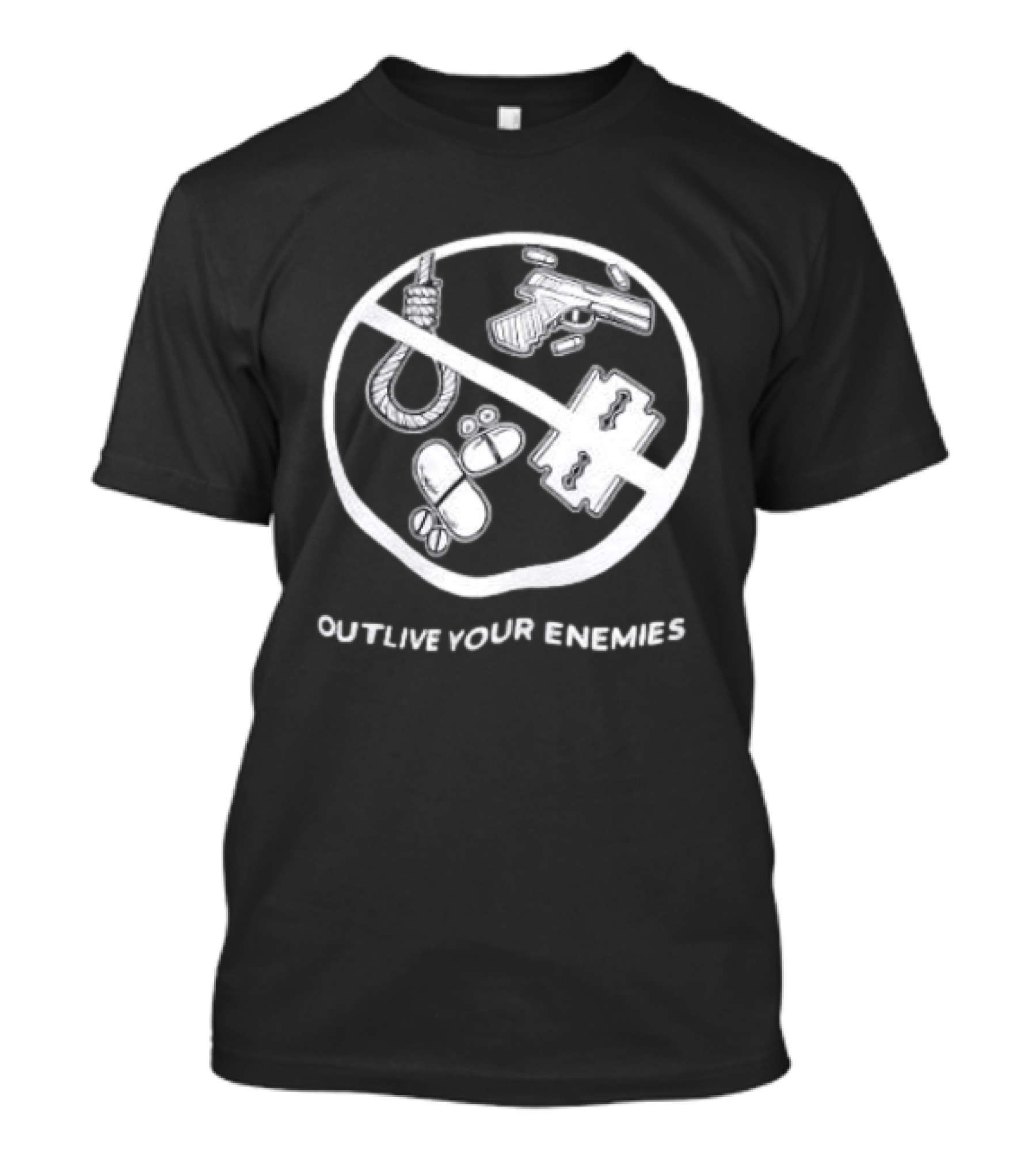 Twitching Tongues Outlive Your Enemies All Pain No Weapons Anti Violence T-Shirt