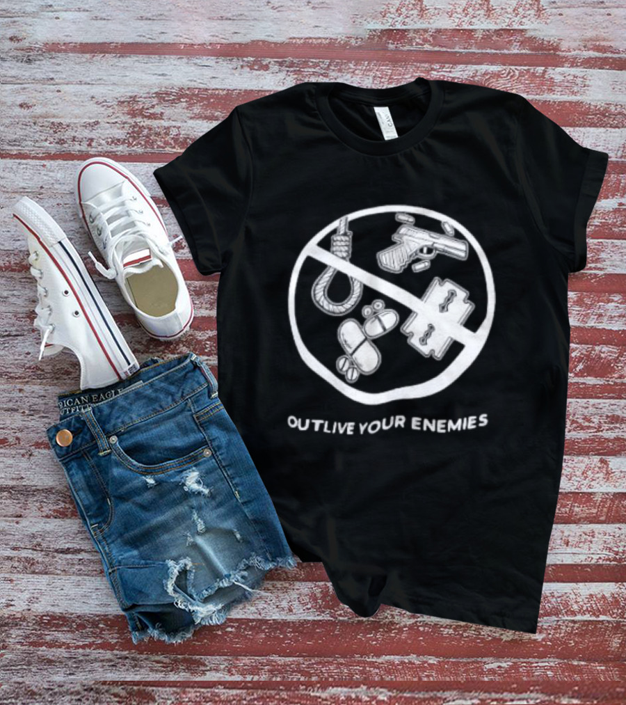 Twitching Tongues Outlive Your Enemies All Pain No Weapons Anti Violence T-Shirt