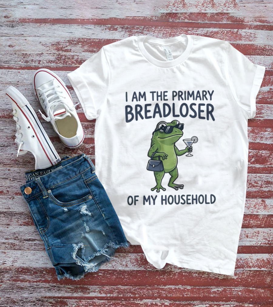 I Am The Primary Breadloser Frog Drinking Cocktail With Handbag And Shades T-Shirt