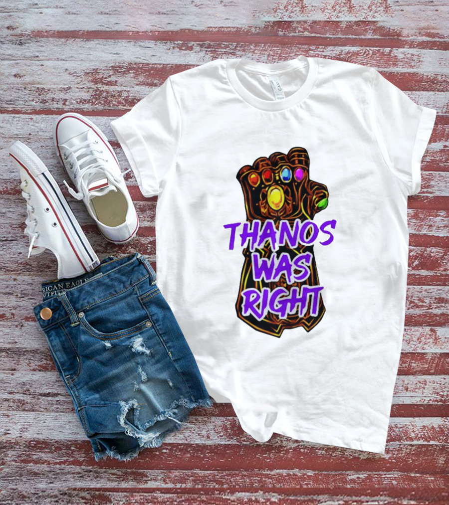 Thanos Was Right Marvel Infinity Gauntlet Bold Purple T-Shirt