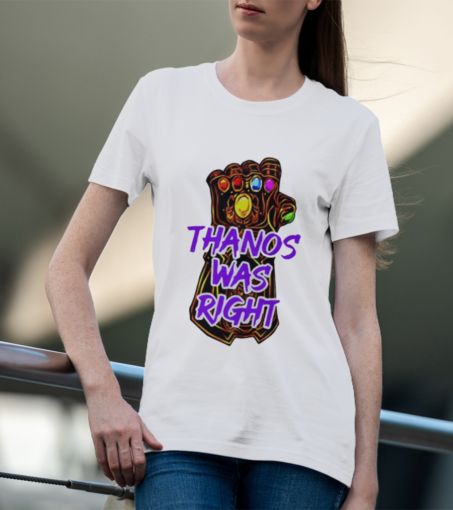 Thanos Was Right Marvel Infinity Gauntlet Bold Purple T-Shirt