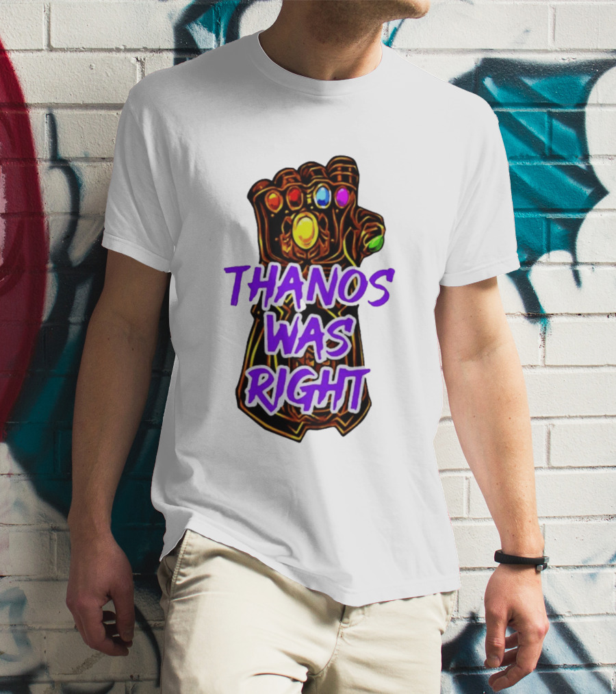 Thanos Was Right Marvel Infinity Gauntlet Bold Purple T-Shirt