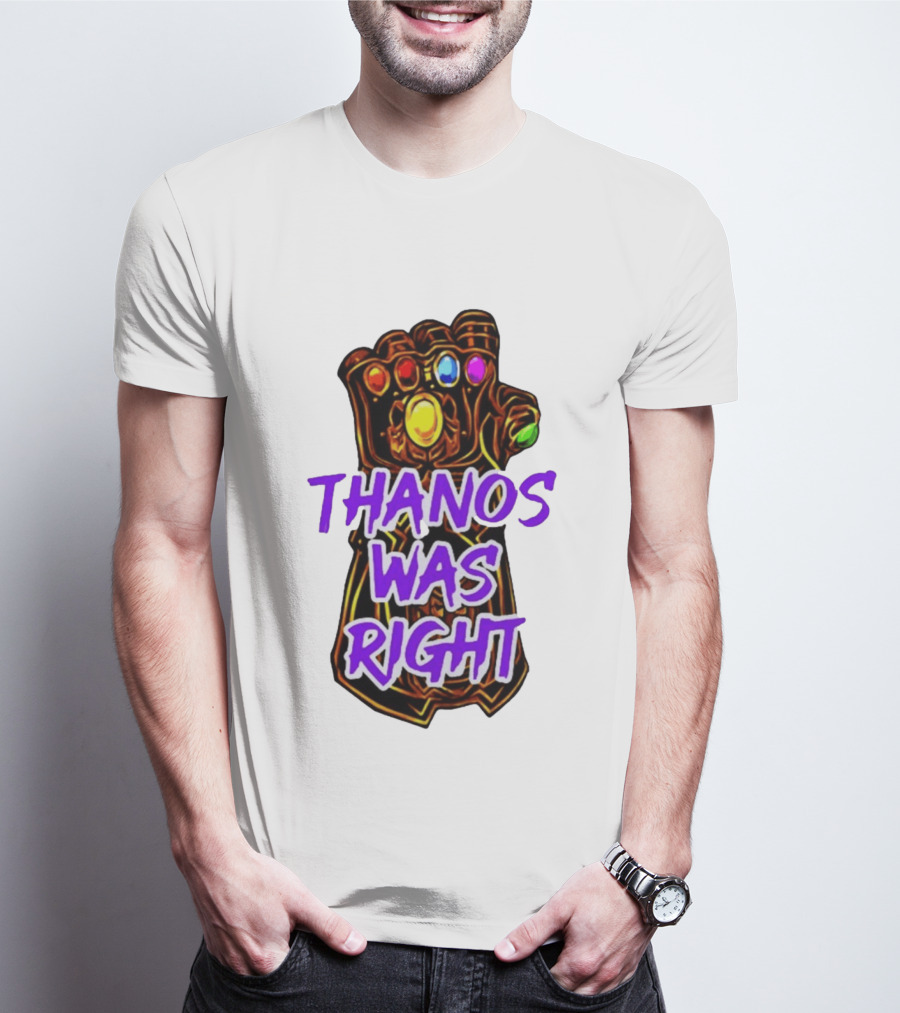 Thanos Was Right Marvel Infinity Gauntlet Bold Purple T-Shirt