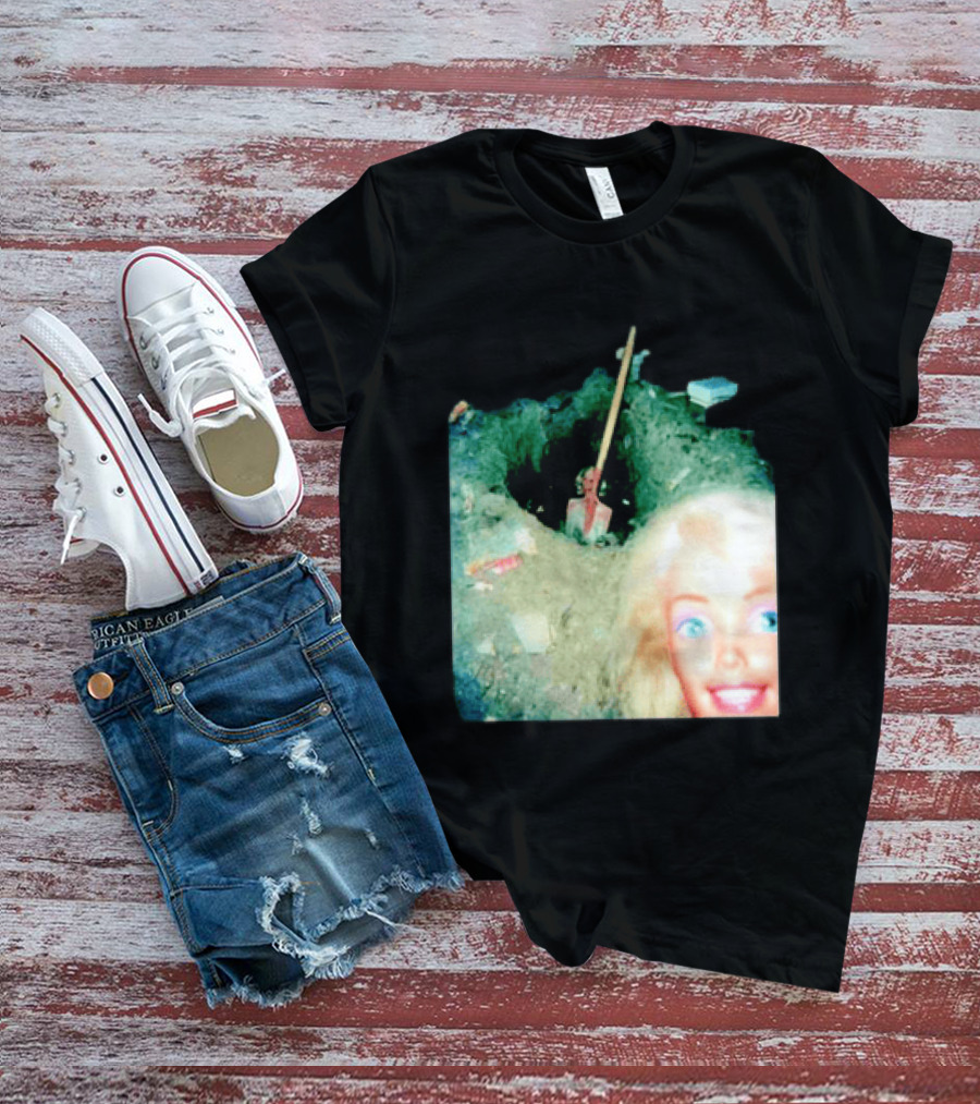 Barbie Doll Digging A Grave Shovel Surreal Scene T-Shirt