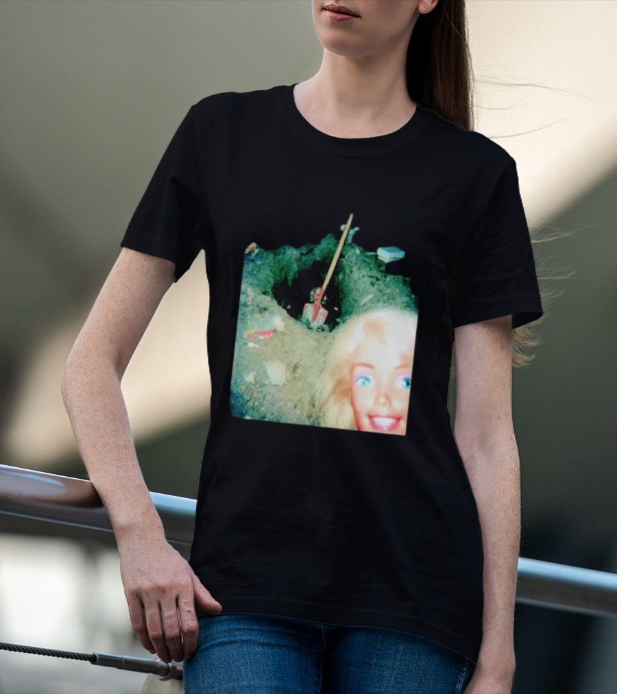 Barbie Doll Digging A Grave Shovel Surreal Scene T-Shirt