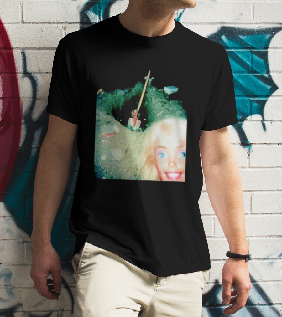 Barbie Doll Digging A Grave Shovel Surreal Scene T-Shirt