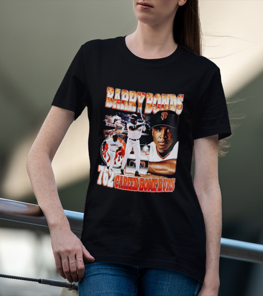 Barry Bonds Giants 25 San Francisco 762 Career Home Runs T-Shirt