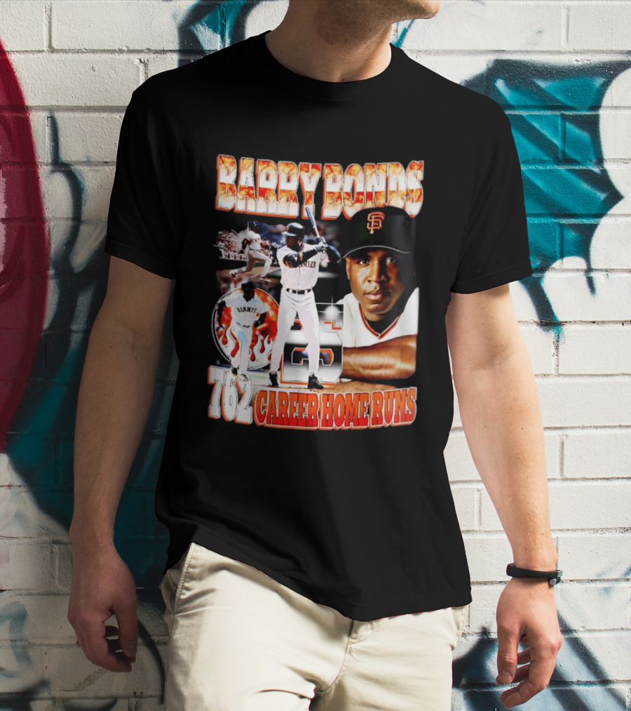 Barry Bonds Giants 25 San Francisco 762 Career Home Runs T-Shirt