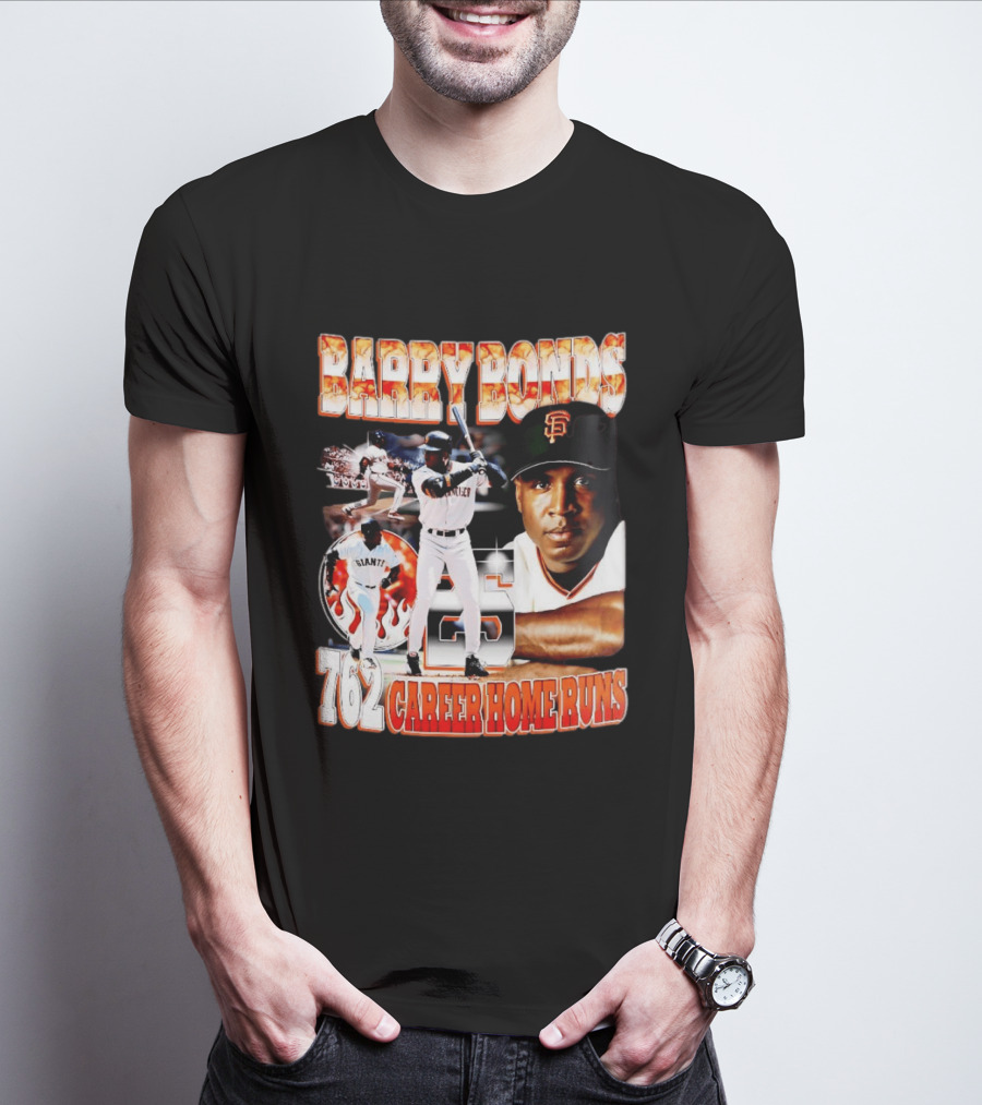 Barry Bonds Giants 25 San Francisco 762 Career Home Runs T-Shirt