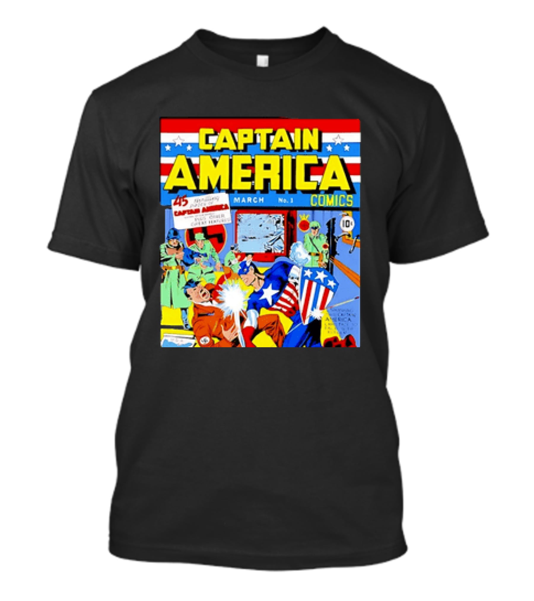 Captain America Comics March No 1 Smashing Thru Hitler Issue Cover 1941 T-Shirt