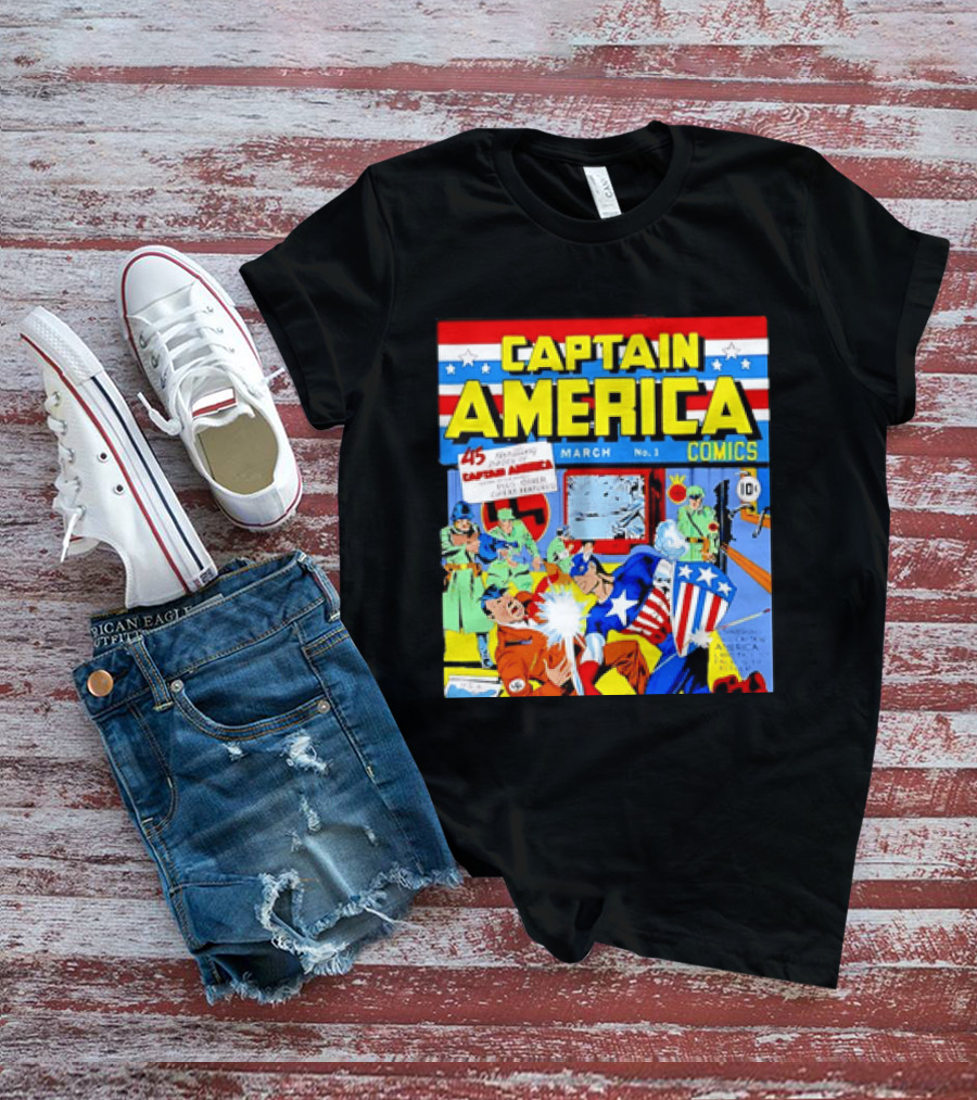 Captain America Comics March No 1 Smashing Thru Hitler Issue Cover 1941 T-Shirt