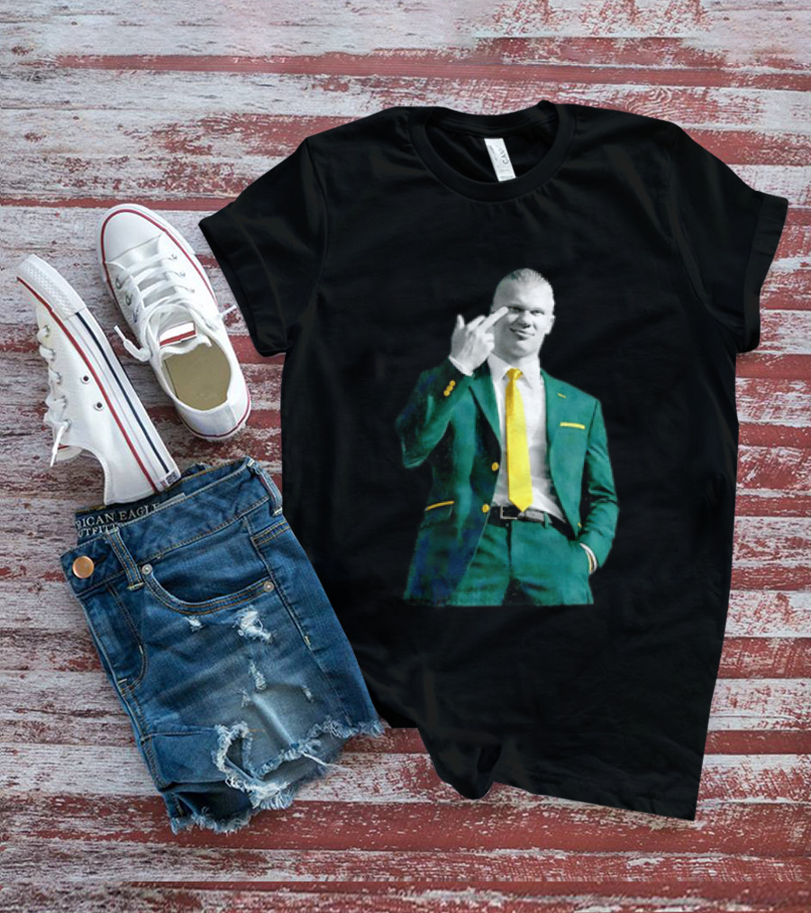 Erling Haaland Green Suit Yellow Tie Manchester City T-Shirt