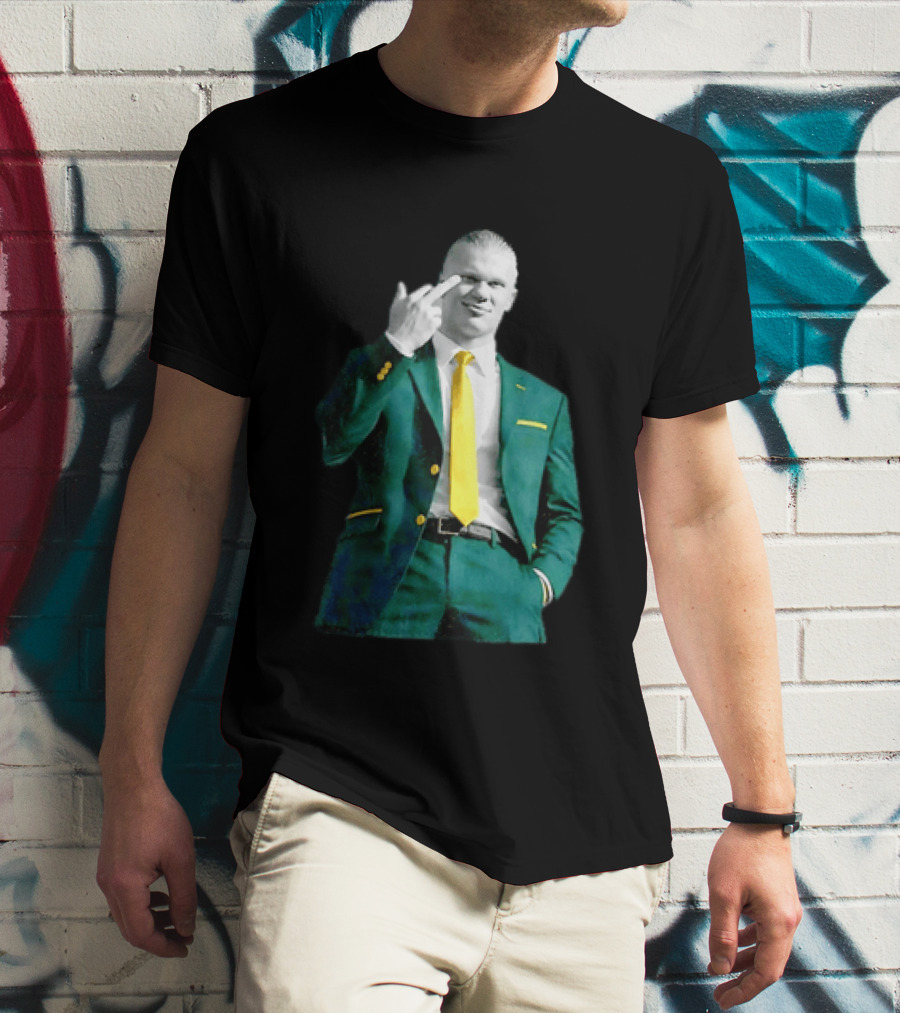 Erling Haaland Green Suit Yellow Tie Manchester City T-Shirt