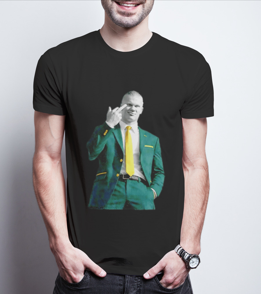Erling Haaland Green Suit Yellow Tie Manchester City T-Shirt