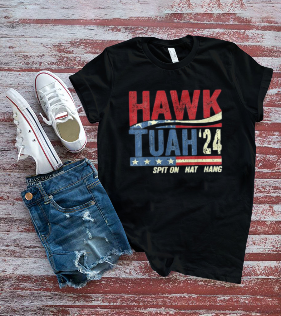 Hawk Tuah '24 Spit On That Thang Red White Blue Stars Stripes T-Shirt