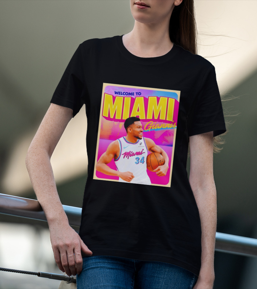 Welcome To Miami Giannis Miami Heat Basketball 34 T-Shirt