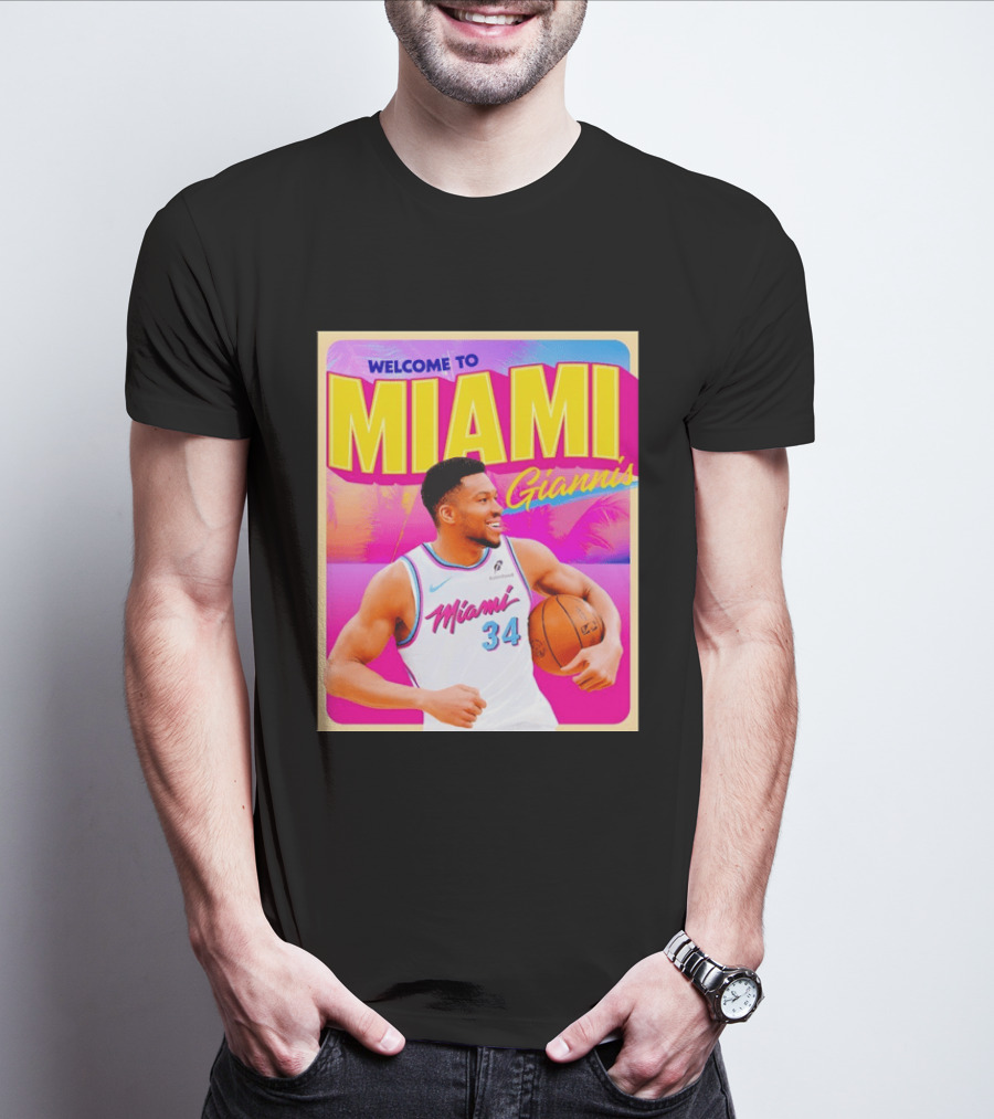 Welcome To Miami Giannis Miami Heat Basketball 34 T-Shirt