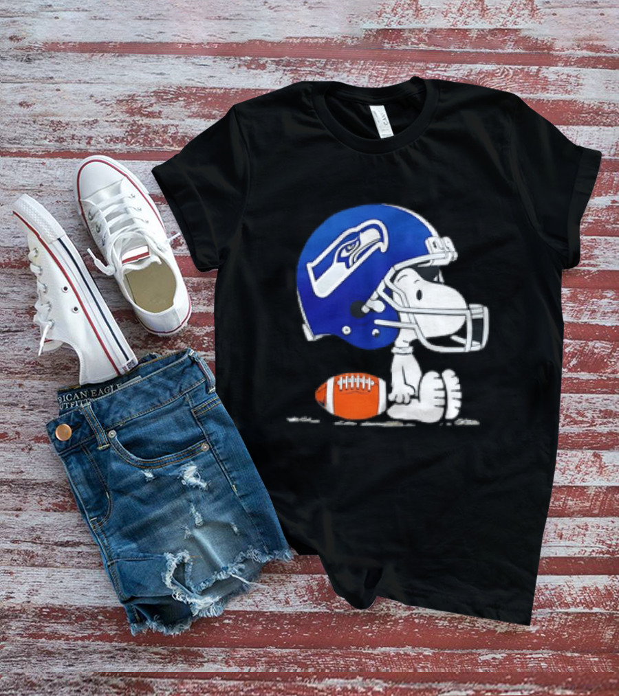 Snoopy Seattle Seahawks Football Helmet Collaboration T-Shirt