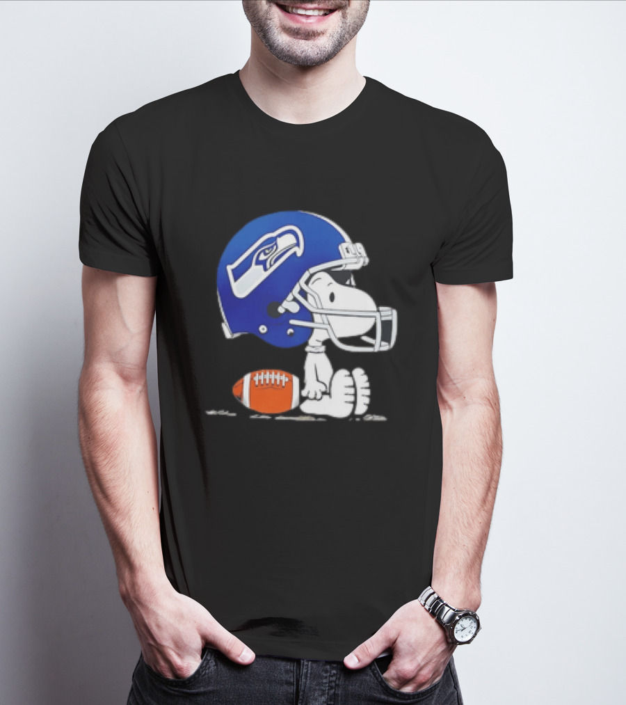 Snoopy Seattle Seahawks Football Helmet Collaboration T-Shirt