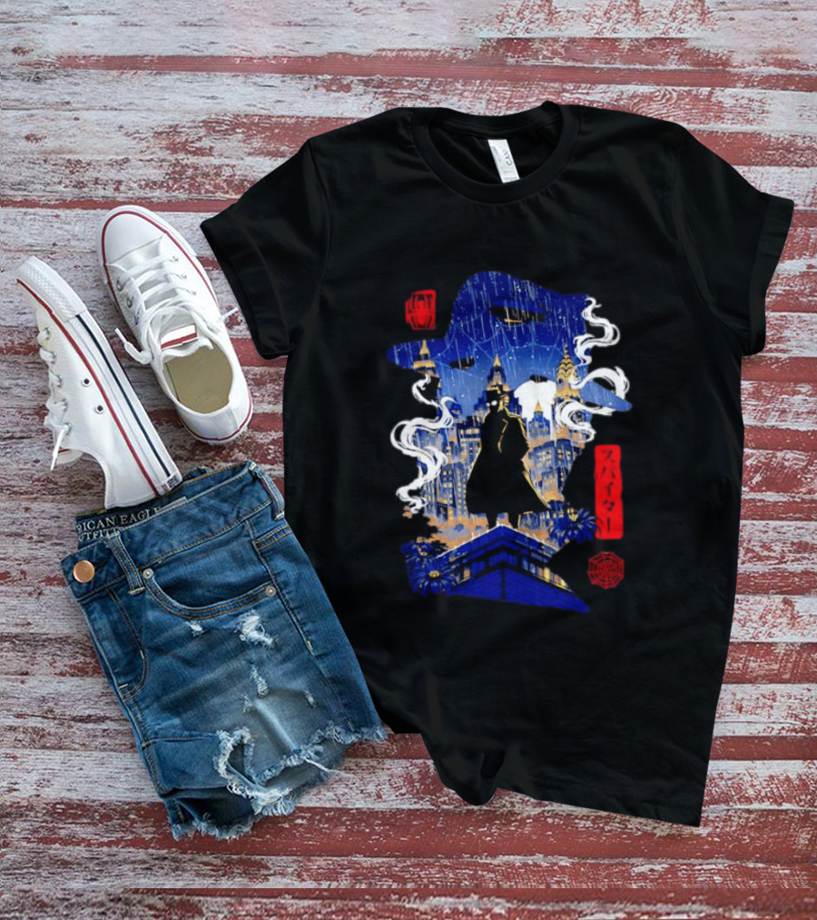 Spider Man Noir Marvel Spider Verse Cityscape Japanese T-Shirt