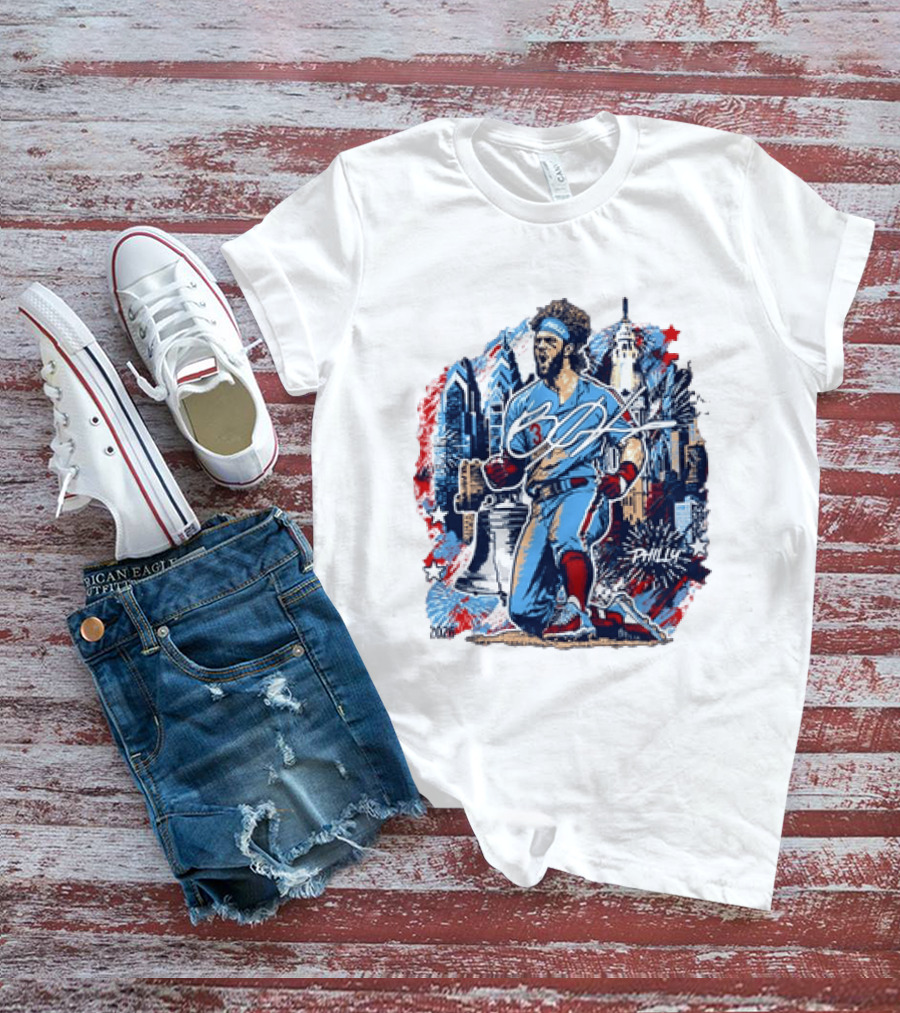 Bryce Harper Philly Skyline Liberty Bell Phillies 2026 All Star Game T-Shirt