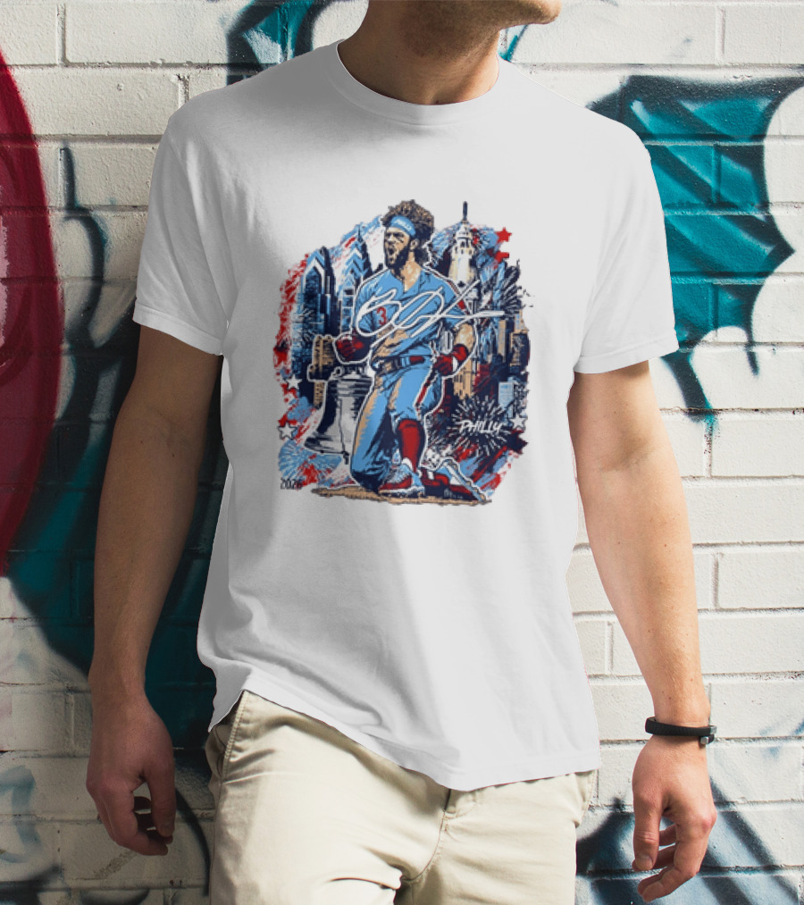 Bryce Harper Philly Skyline Liberty Bell Phillies 2026 All Star Game T-Shirt