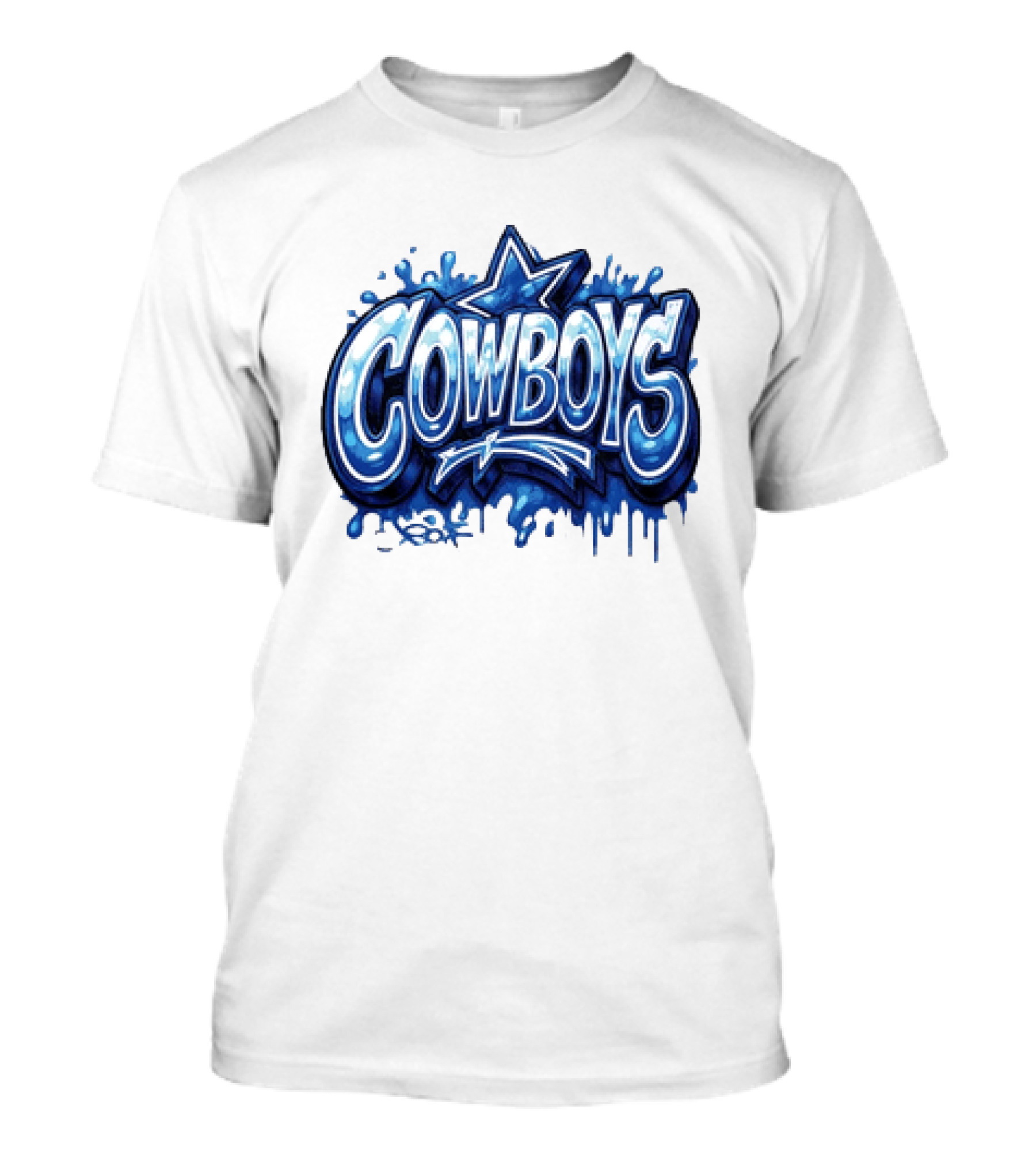 Dallas Cowboys Graffiti Style With Star And Blue Drips T-Shirt
