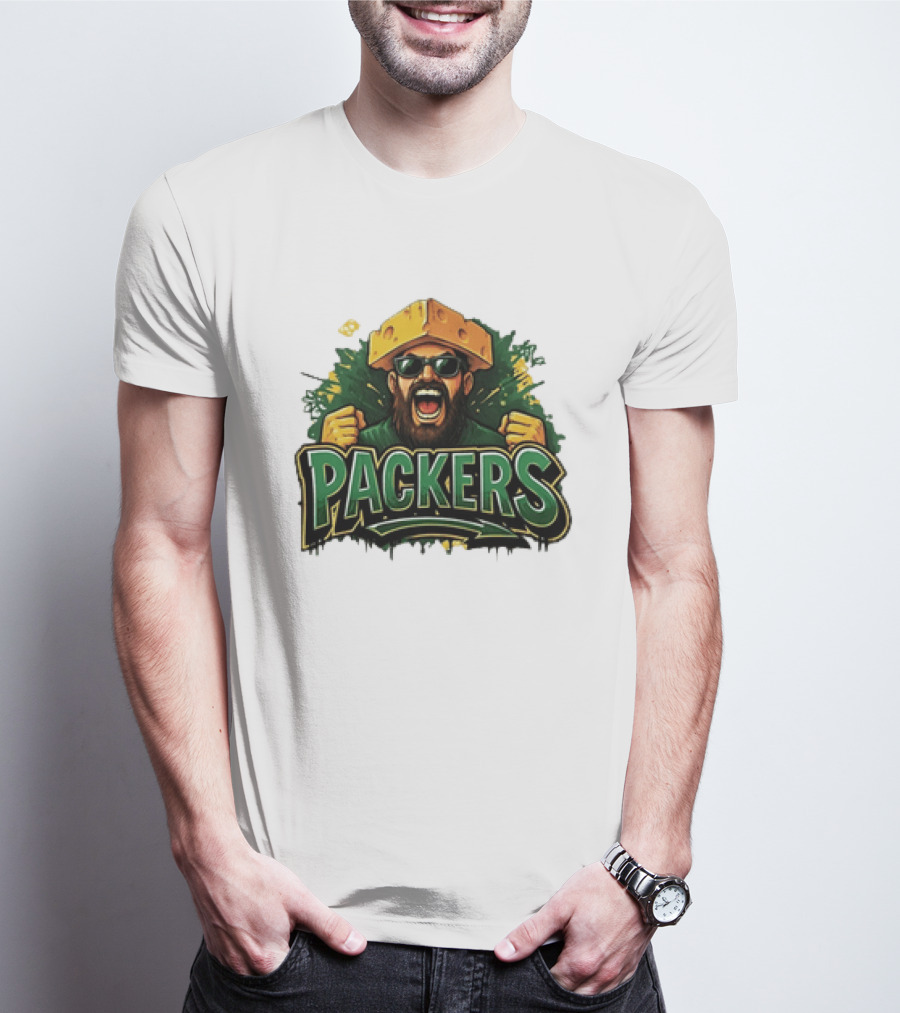 Packers Cheesehead Fan Graffiti T-Shirt
