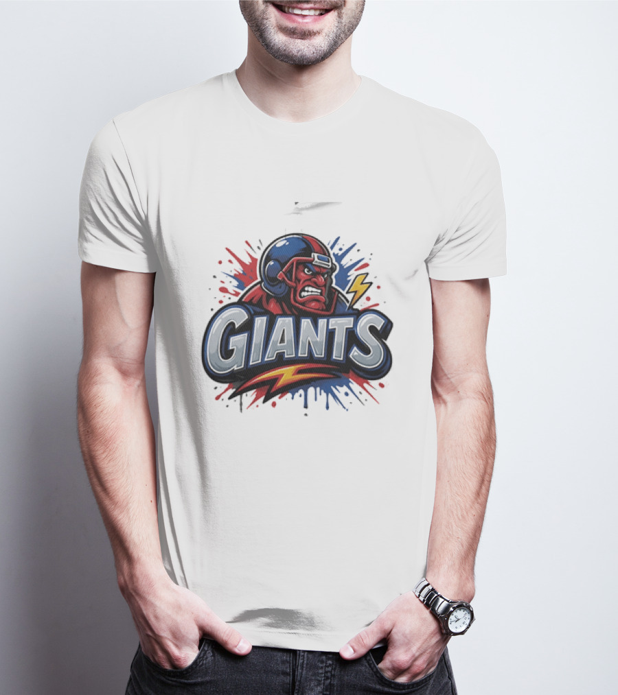 New York Giants Graffiti Style Football Helmet Lightning Bolt T-Shirt