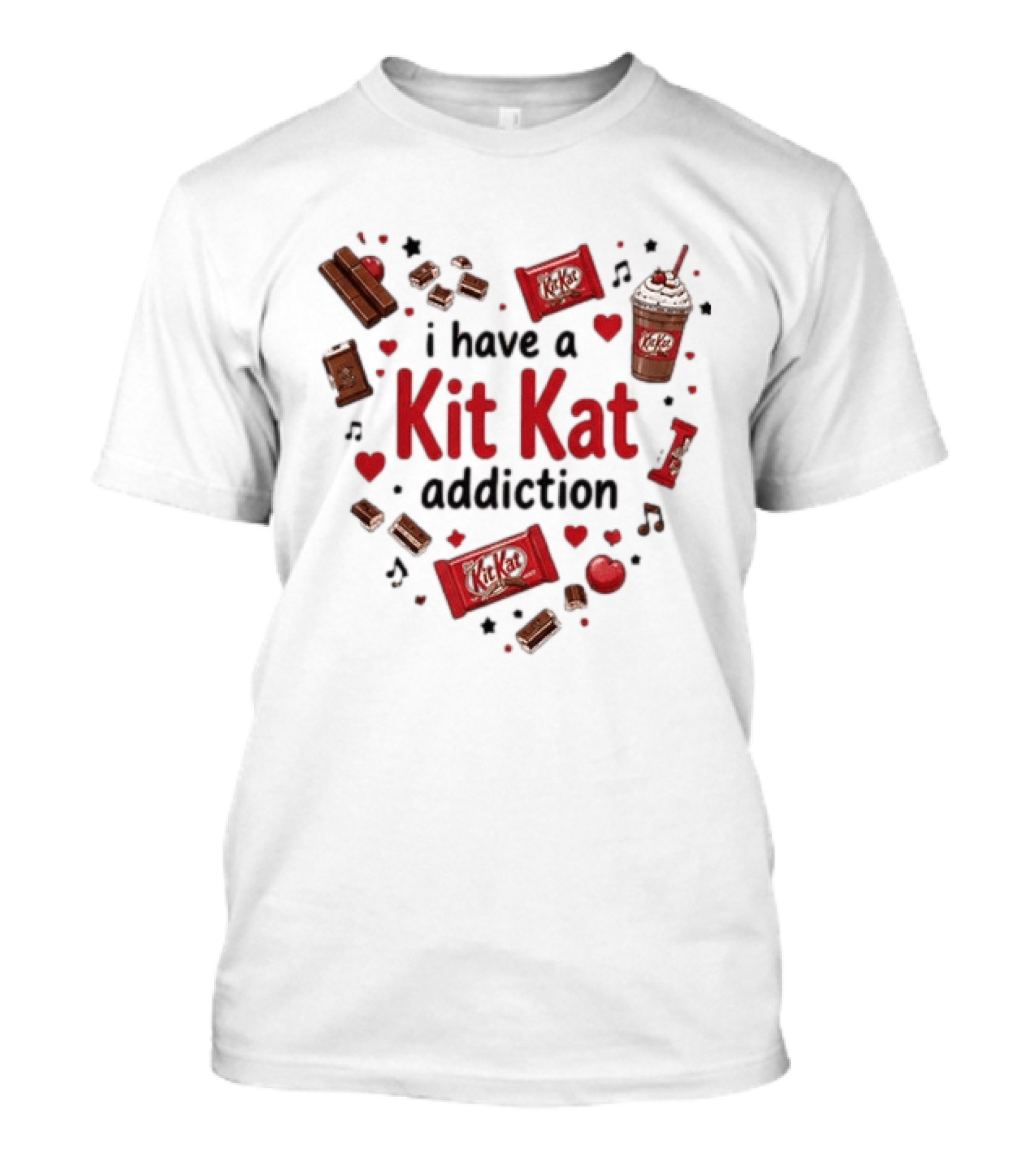 Heartbeat Love For Kit Kat Addiction Chocolate Lovers T-Shirt