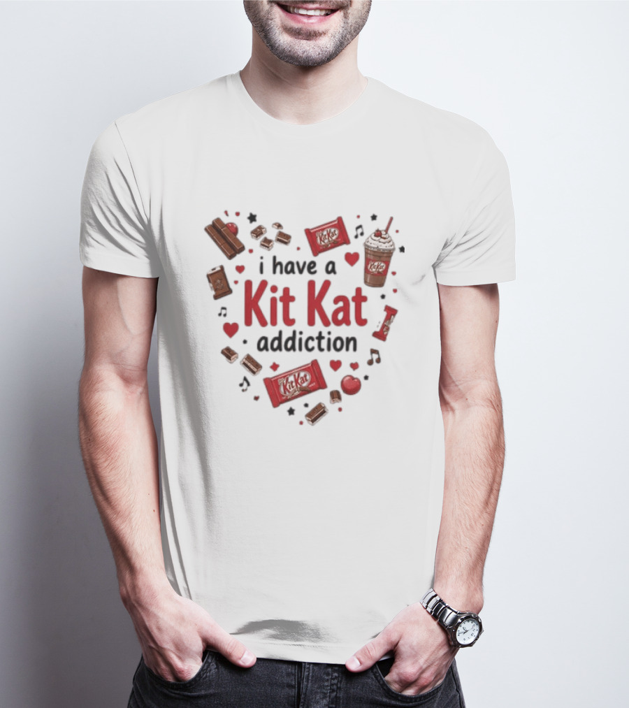 Heartbeat Love For Kit Kat Addiction Chocolate Lovers T-Shirt