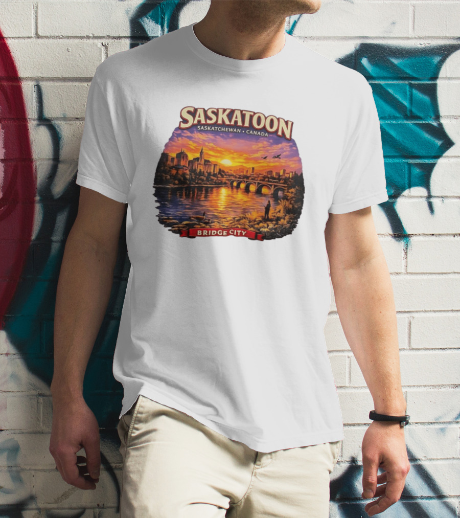 Saskatoon Saskatchewan Canada Sunset Bridge City T-Shirt