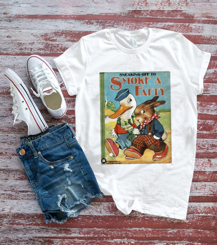 Sneaking Off To Smoke A Fatty Anthropomorphic Duck Rabbit Book Cover T-Shirt