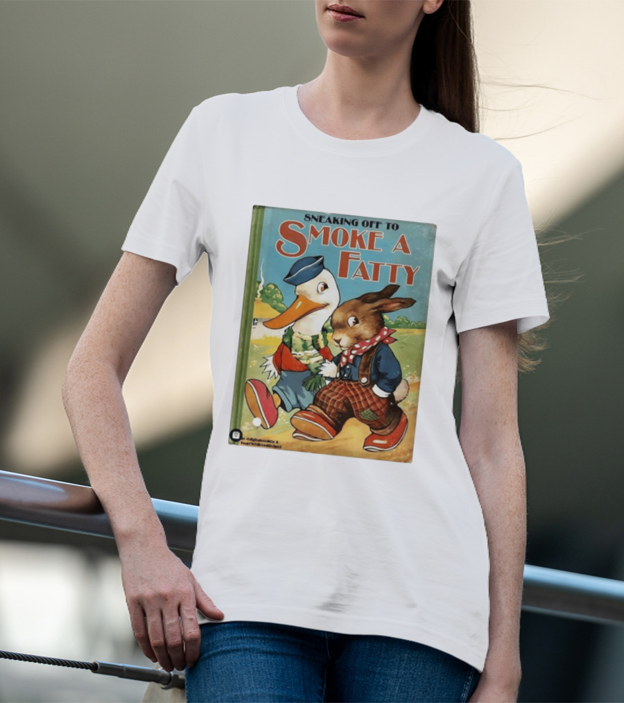 Sneaking Off To Smoke A Fatty Anthropomorphic Duck Rabbit Book Cover T-Shirt