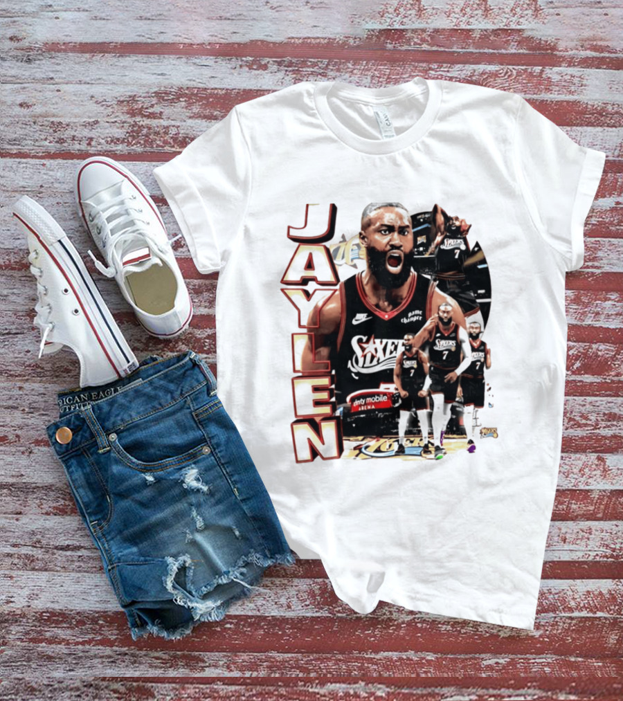 Jaylen Brown Nike 76ers Number 7 Bootleg Collage T-Shirt