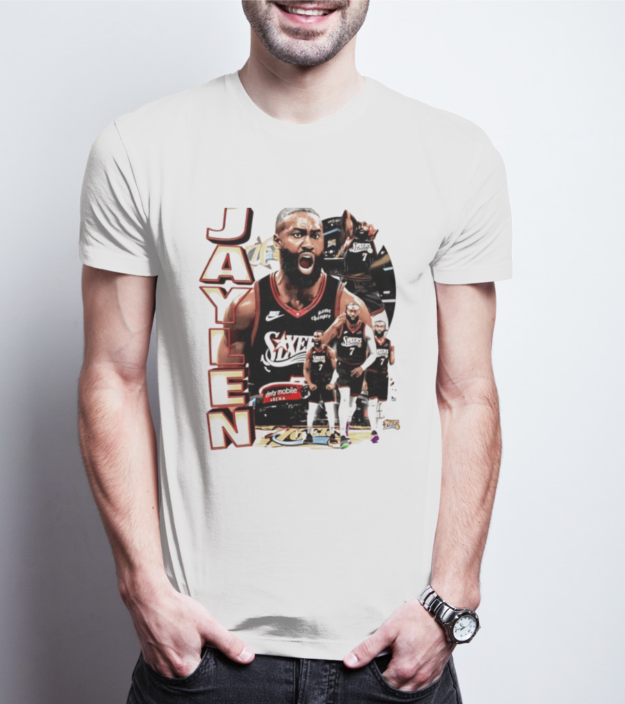 Jaylen Brown Nike 76ers Number 7 Bootleg Collage T-Shirt