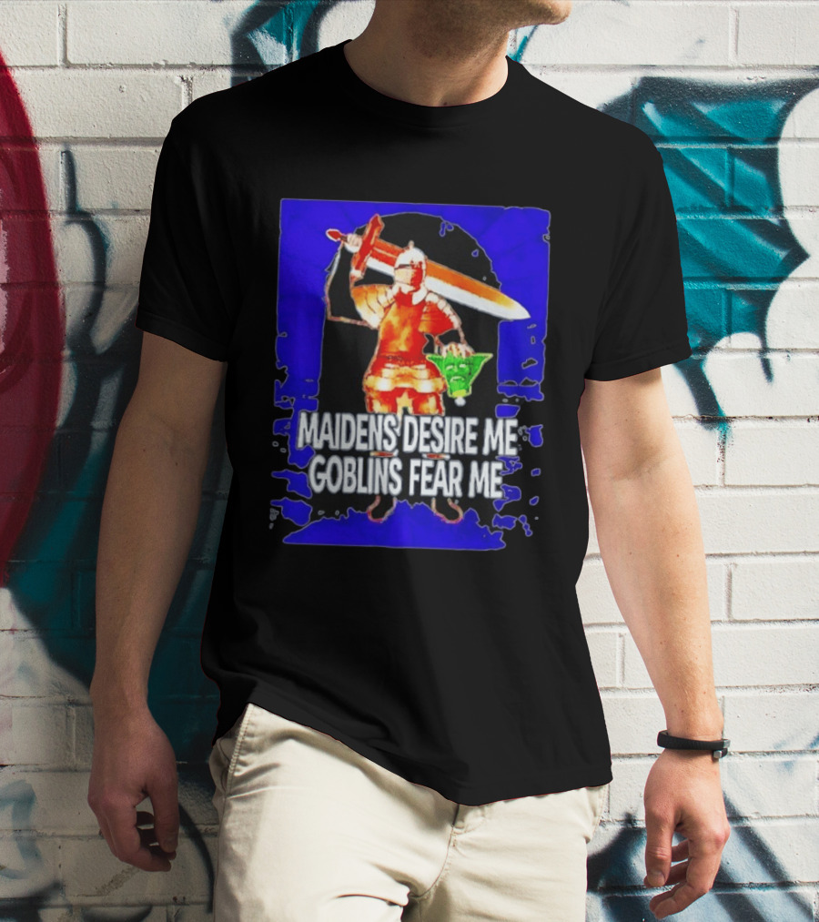 Maidens Desire Me Goblins Fear Me Knight With Yoda Head T-Shirt
