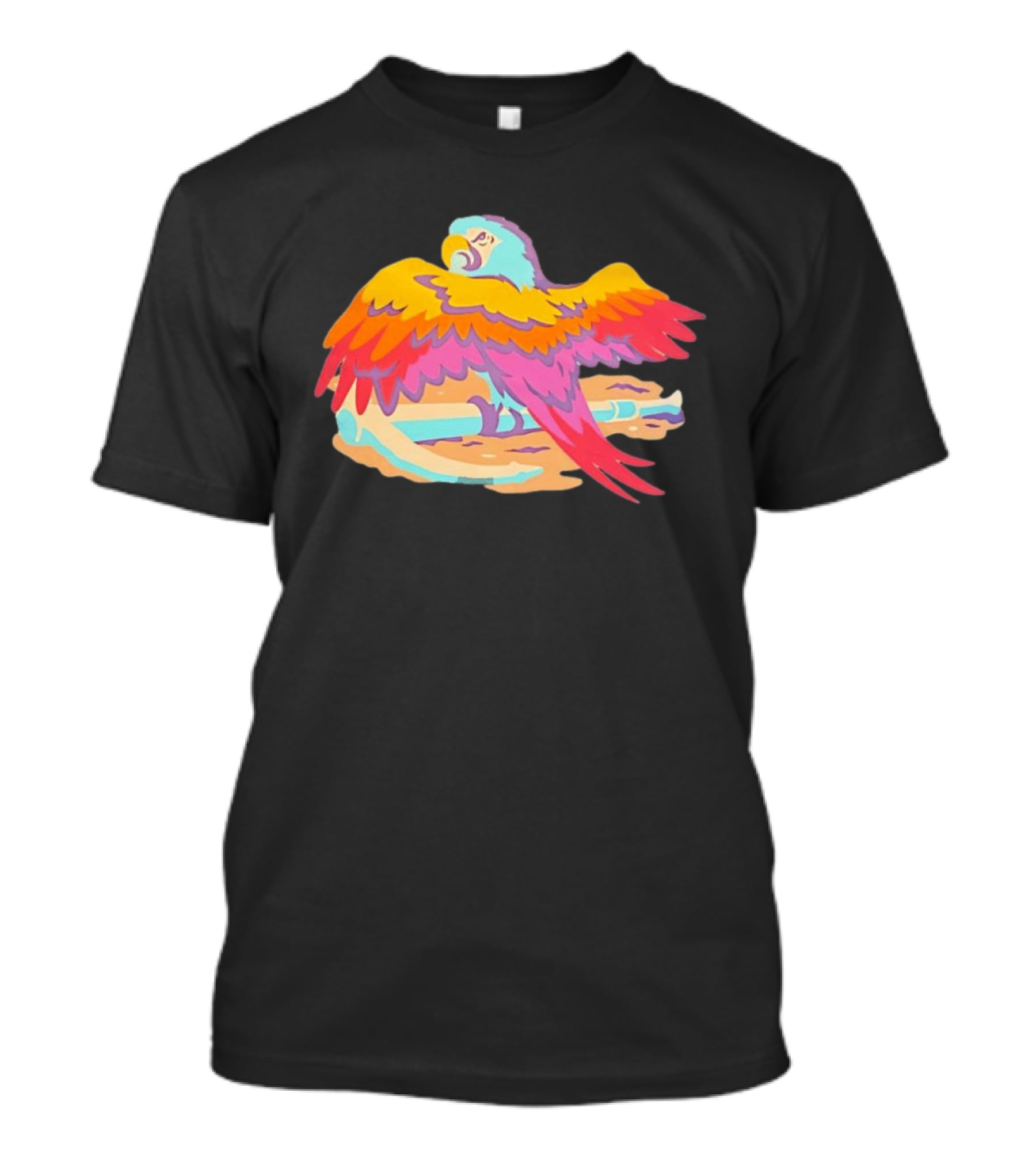 Macaw Parrot Perched On Anchor In Vibrant Tropical Beach Setting T-Shirt