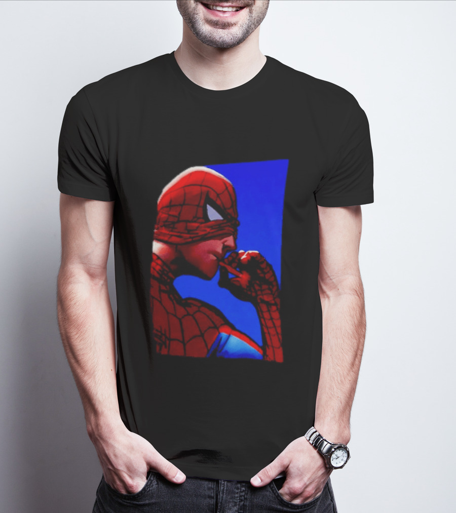 Spider Man Smoking Reaction Meme Awkward Superhero T-Shirt