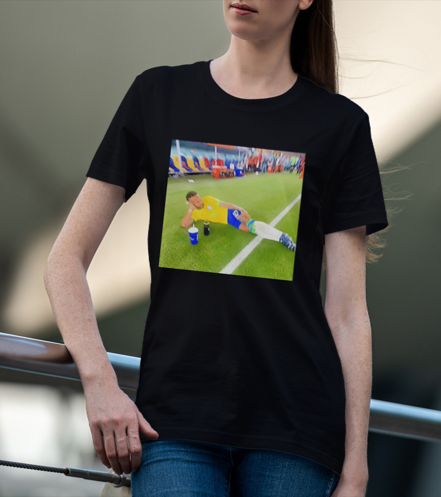 Neymar Jr Brazil Number 10 Relaxing Pitch Meme Iconic Soccer Moment T-Shirt
