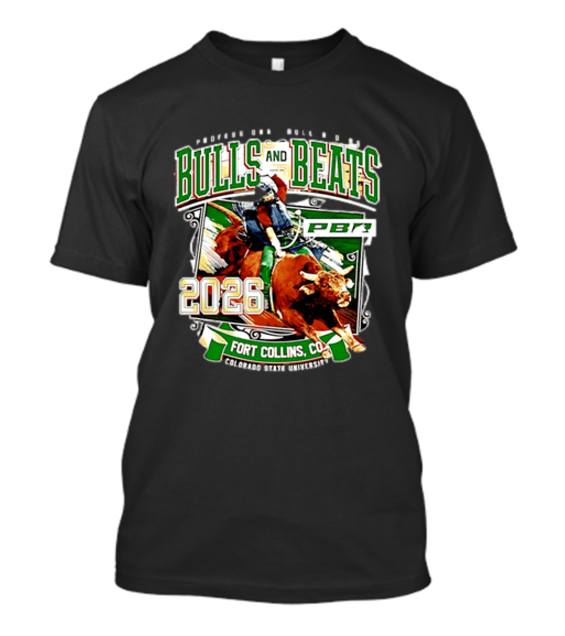 Professional Bull Riders Bulls And Beats 2026 Fort Collins Colorado State University PBR T-Shirt