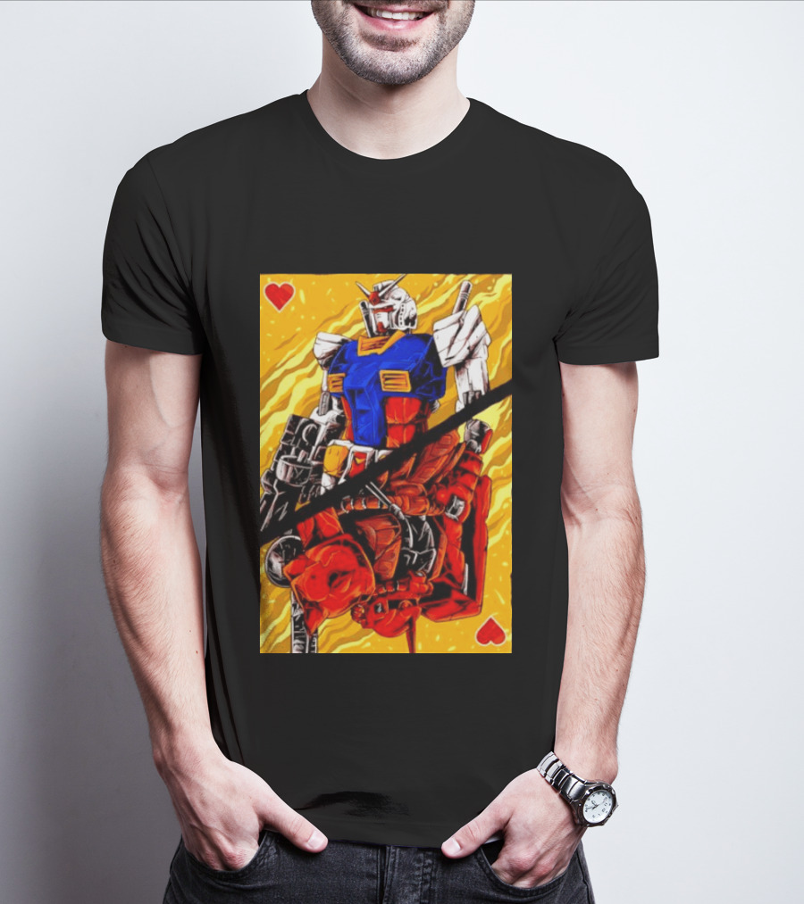 RX 78 2 Gundam Mobile Suit King Of Hearts Playing Card T-Shirt