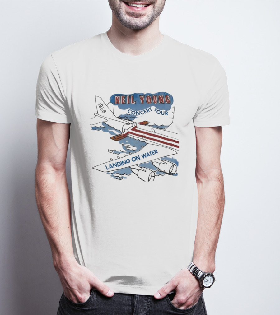 Neil Young 1986 Concert Tour Landing On Water T-Shirt
