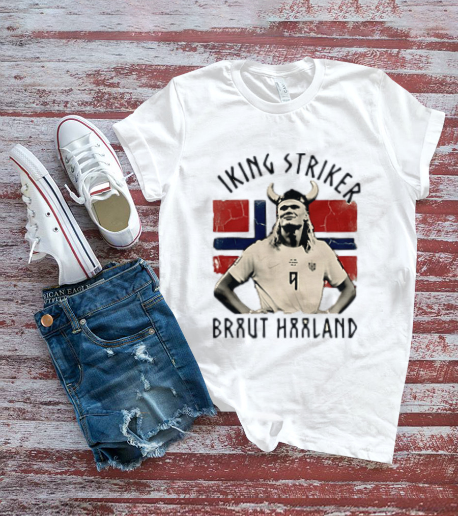 Braut Haaland Viking Striker Norway Flag T-Shirt